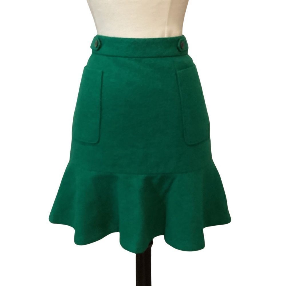 Anthropologie | Maeve | Green Wool Blend Skirt | 4 - Picture 3 of 12